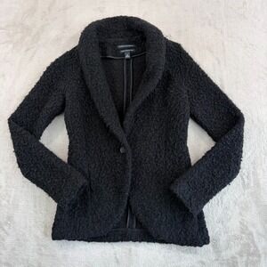 Banana Republic Boucle Italia Fabric Shawl Neck Jacket in Black Wool Women XS